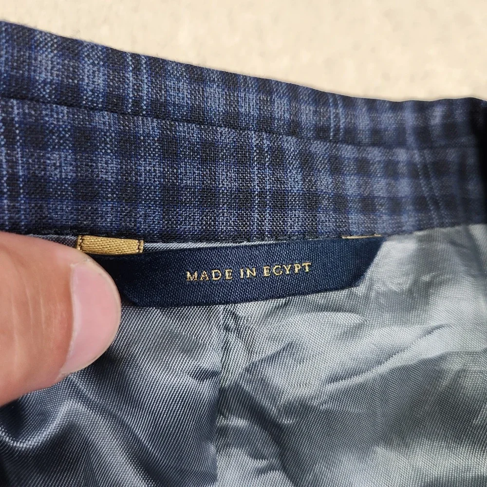Brooks Brothers Blazer Men 44L Blue Plaid Gingham Check Regent Fit Wool Jacket
